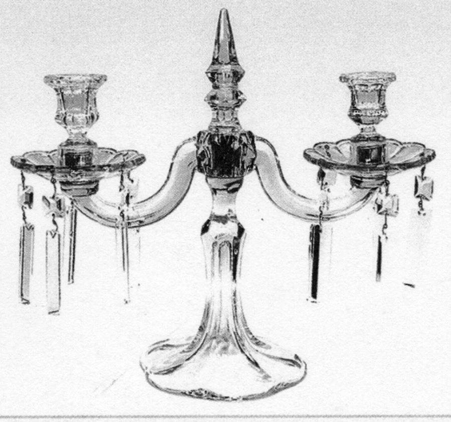 Candelabras & Epergnes 2 Light Candelabra w/2 Bobeches & 20 Prisms by Duncan & Miller-1