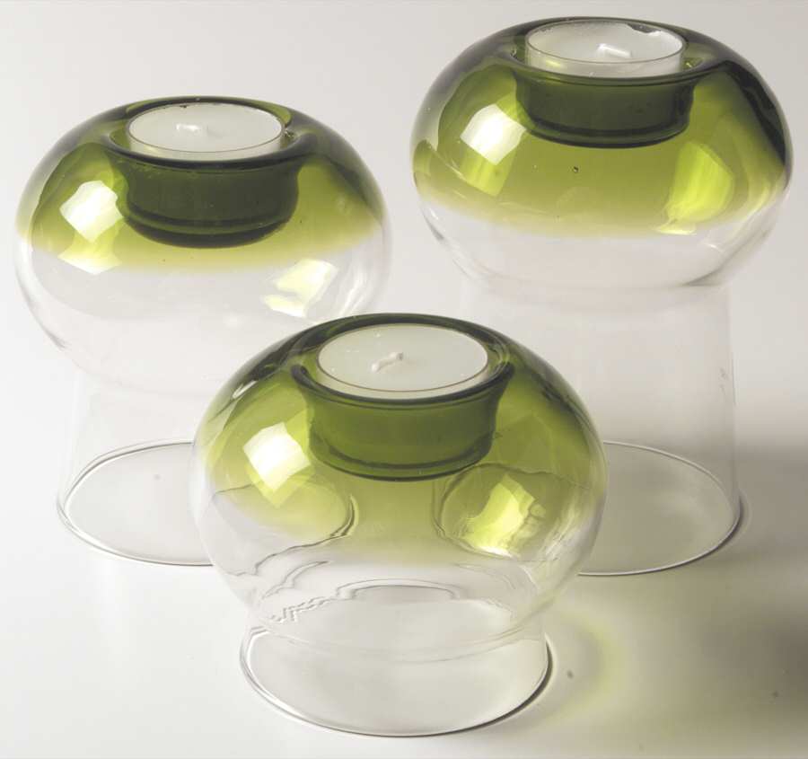 Glasscapes Lime Green Candle Votive Set (Set of 3", 4" & 5" Votives) by Dansk-1