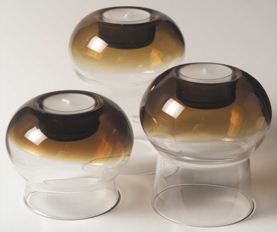 Glasscapes Amber Candle Votive Set (Set of 3", 4" & 5" Votives) by Dansk-1