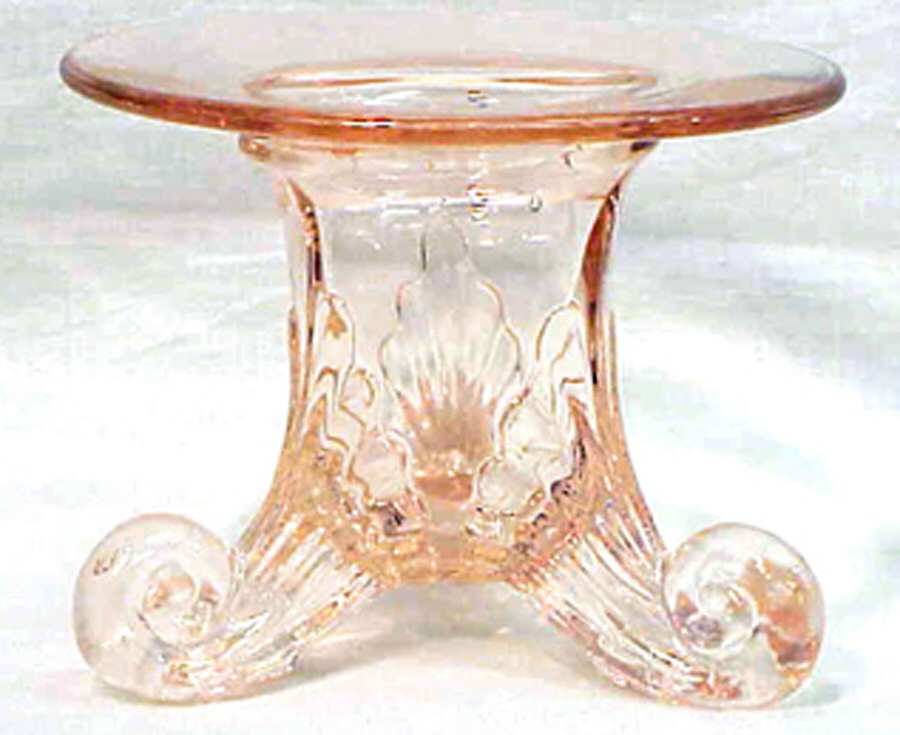 Three Leaf Pink Single Light Candlestick by Duncan & Miller-1