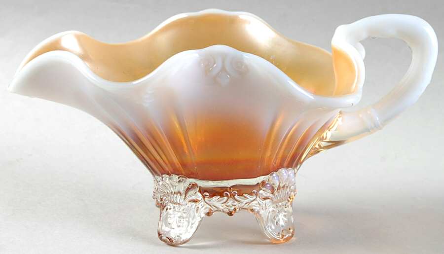 Fan Marigold (Opalescent) Gravy Boat by Dugan-1