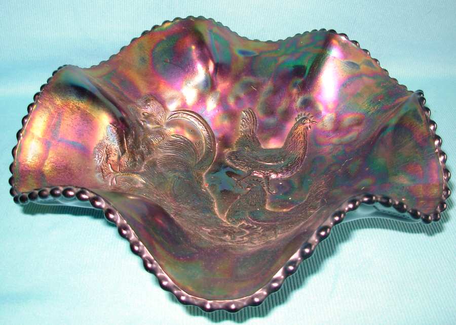 Farmyard Amethyst Crimped Bowl by Dugan-1