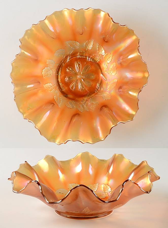 Cosmos Variant Marigold 9" Round Crimped Bowl by Dugan-1