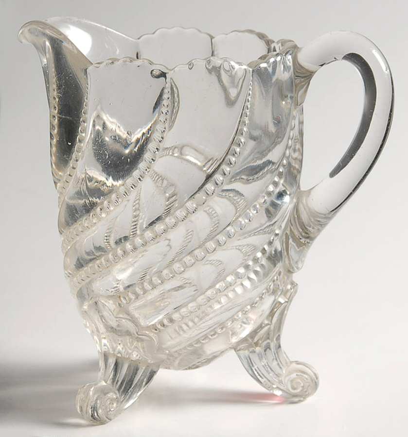 Beaded Swirl Clear Footed Creamer by Duncan & Miller-1