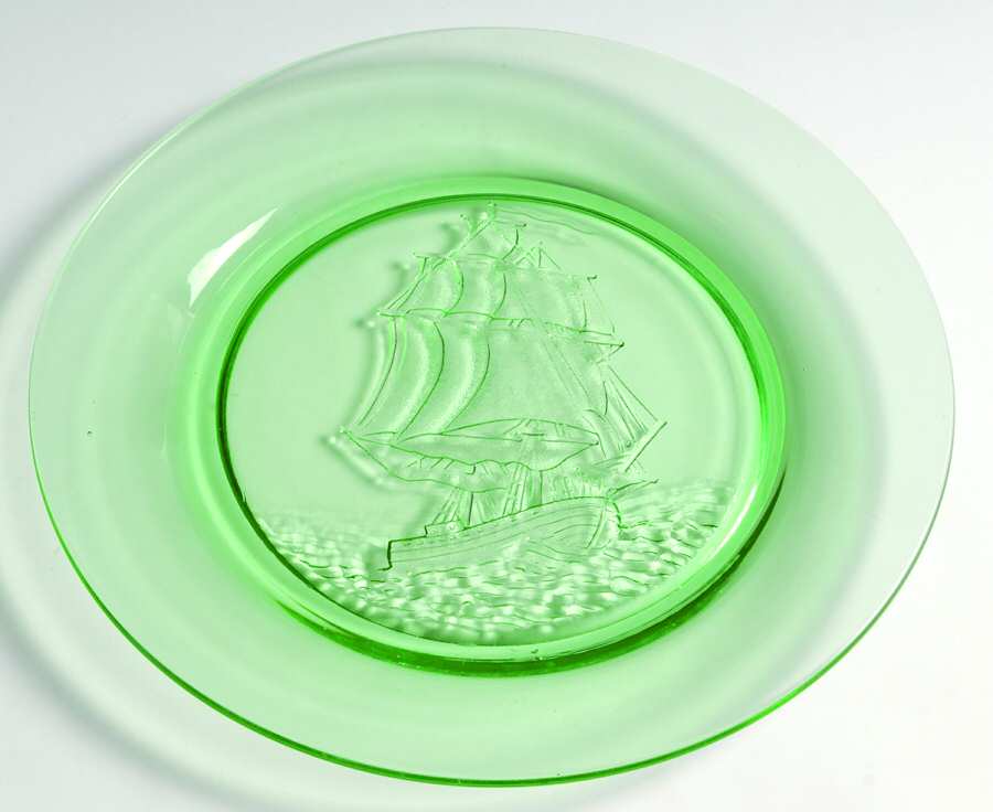 Ships Green Luncheon Plate by Duncan & Miller-1