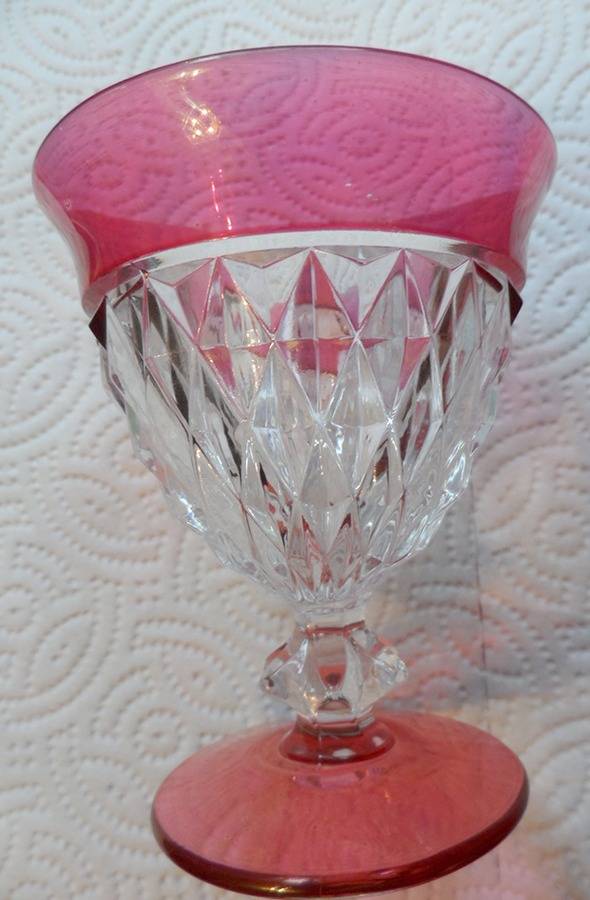 Diamond Ruby Flash (Ruby Band, Ruby Foot) Cordial Glass by Duncan & Miller-1