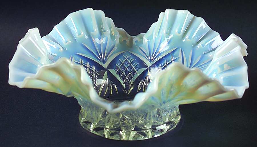 Reflecting Diamonds White 9" Round Crimped Bowl by Dugan-1