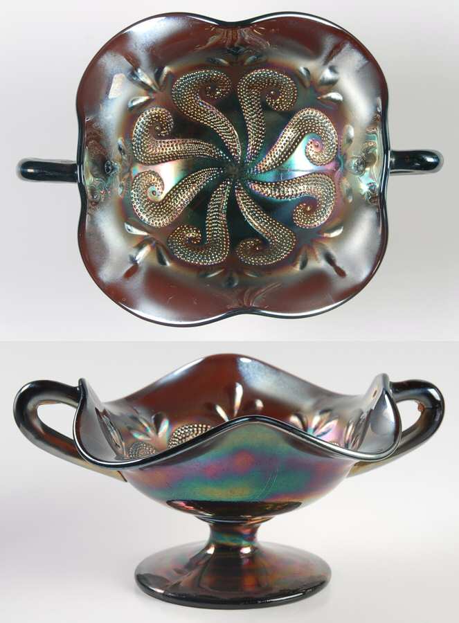 Question Marks Amethyst (Carnival) 2 Handled Bon Bon by Dugan-1