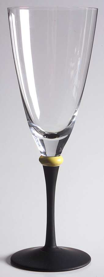 DHC1 Yellow and Black (Yellow Ring, Black Stem) Water Goblet by Daniel Hechter-1
