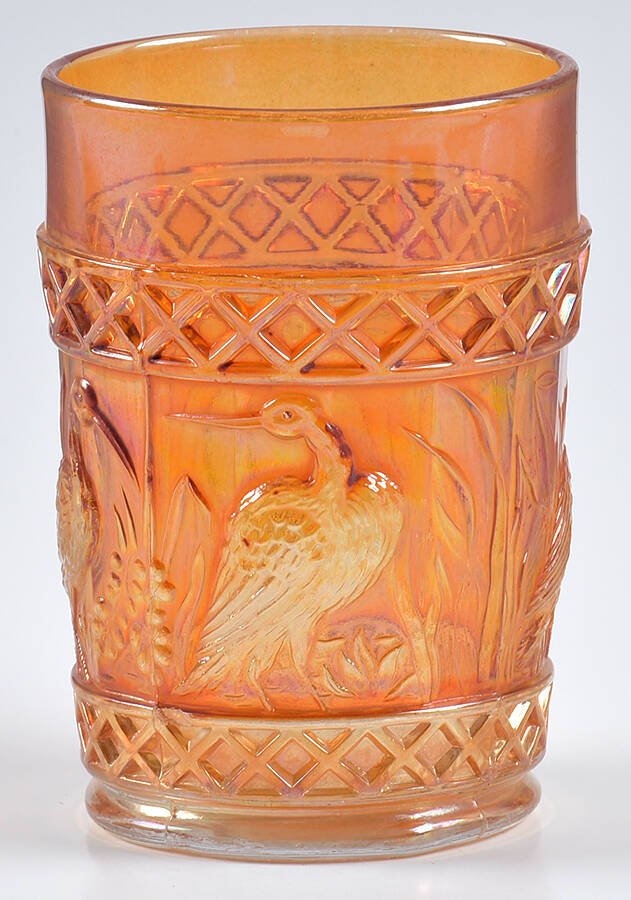 Stork and Rushes Lattice Marigold Flat Tumbler by Dugan-1
