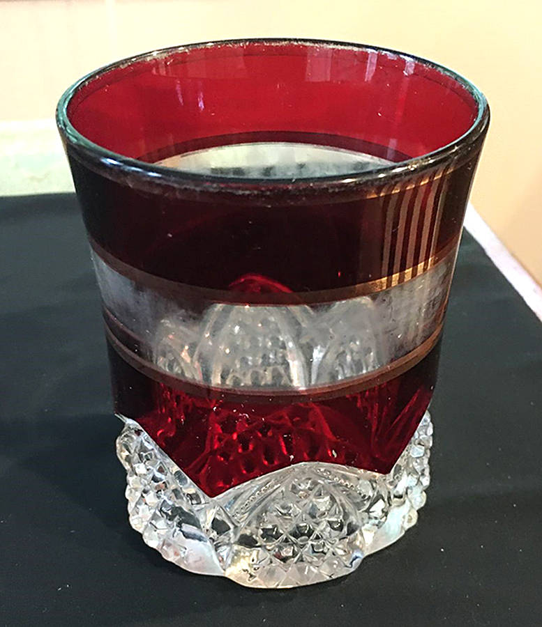 Button Arches Frosted Ruby Flash Flat Tumbler by Duncan & Miller-1