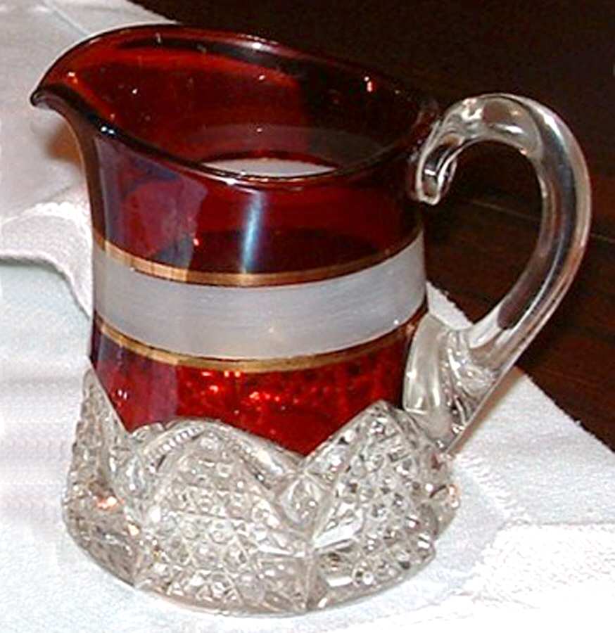 Button Arches Frosted Ruby Flash Creamer by Duncan & Miller-1
