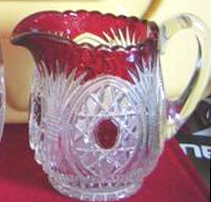 Starred Loop Ruby Flash (Stem 45) Creamer by Duncan & Miller-1