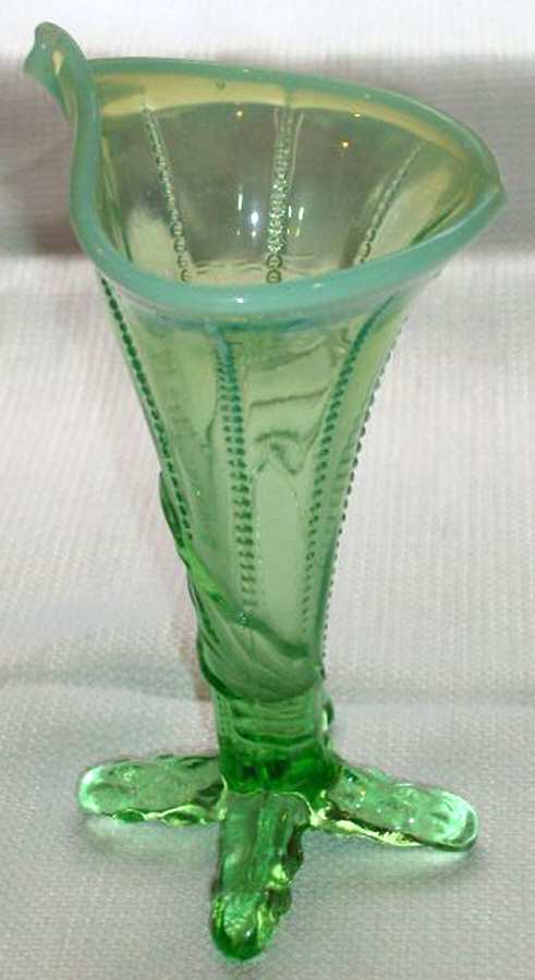 Winterlily Green (Opalescent) 6" Bud Vase by Dugan-1