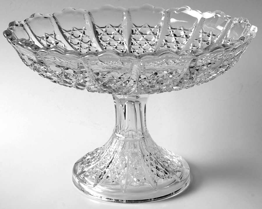 Button Panel (Gold Trim) Round Compote (Height X Width) by Duncan & Miller-1