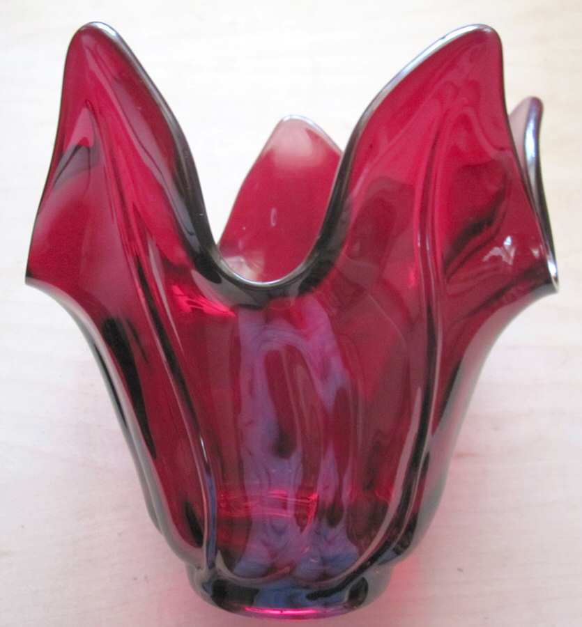 American Way Ruby 8" Flower Vase by Duncan & Miller-1
