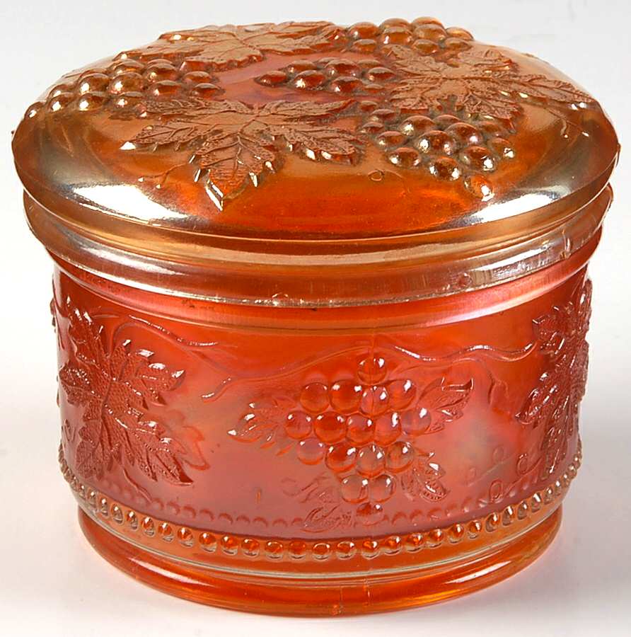 Vintage Marigold Powder Jar & Lid by Dugan-1