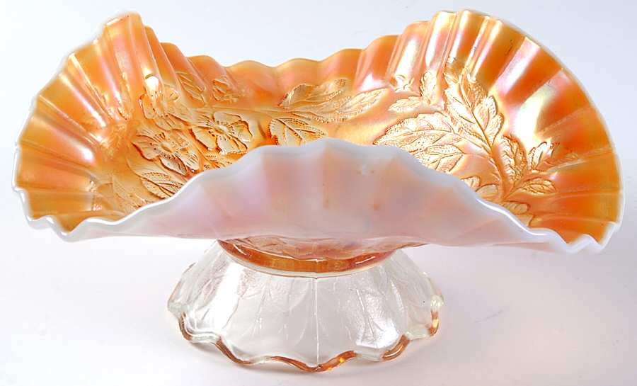 Dogwood Sprays Marigold (Opalescent) 8" Triangular Bowl by Dugan-1