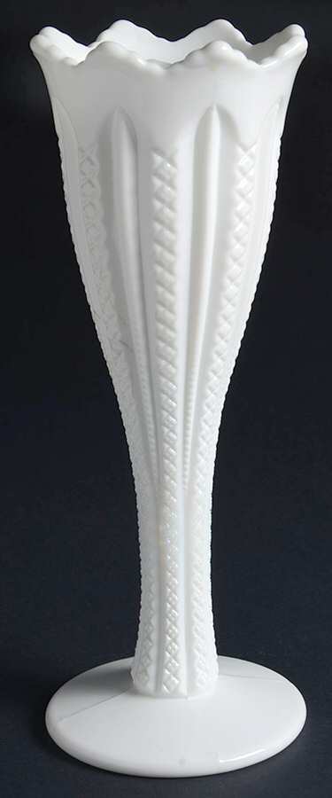 Mardigras Milkglass 10" Bud Vase by Duncan & Miller-1