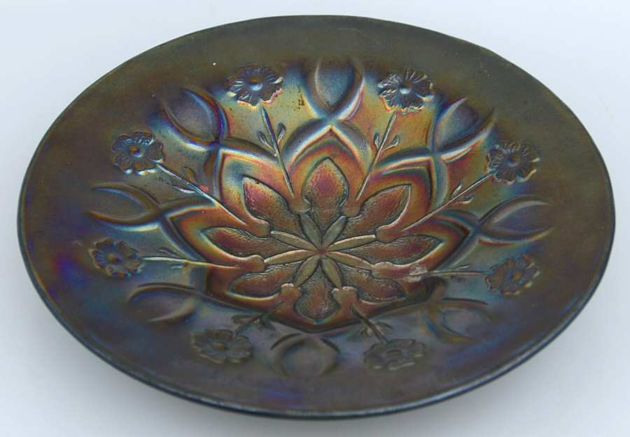 Wishbone and Spades Amethyst (Carnival) 6" Bon Bon Plate by Dugan-1
