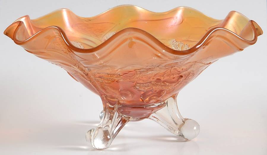 Cherries (Marigold) 8" Footed Bowl by Dugan-1