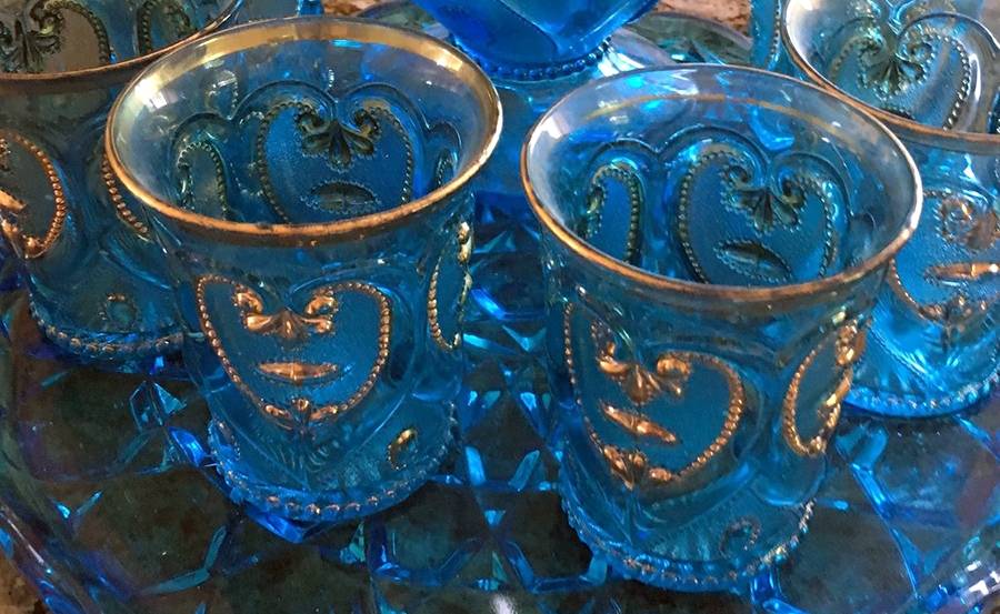 Jeweled Heart Blue Flat Tumbler by Dugan-1