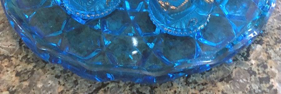 Jeweled Heart Blue Round Tray by Dugan-1