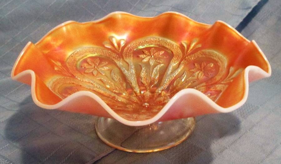 Flower and Frame Marigold Footed Crimped Bowl by Dugan-1