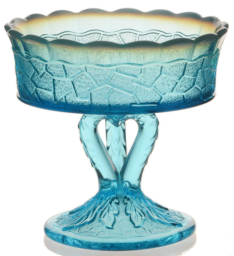 Maple Leaf Blue Opalescent Open Jam/Jelly by Dugan-1