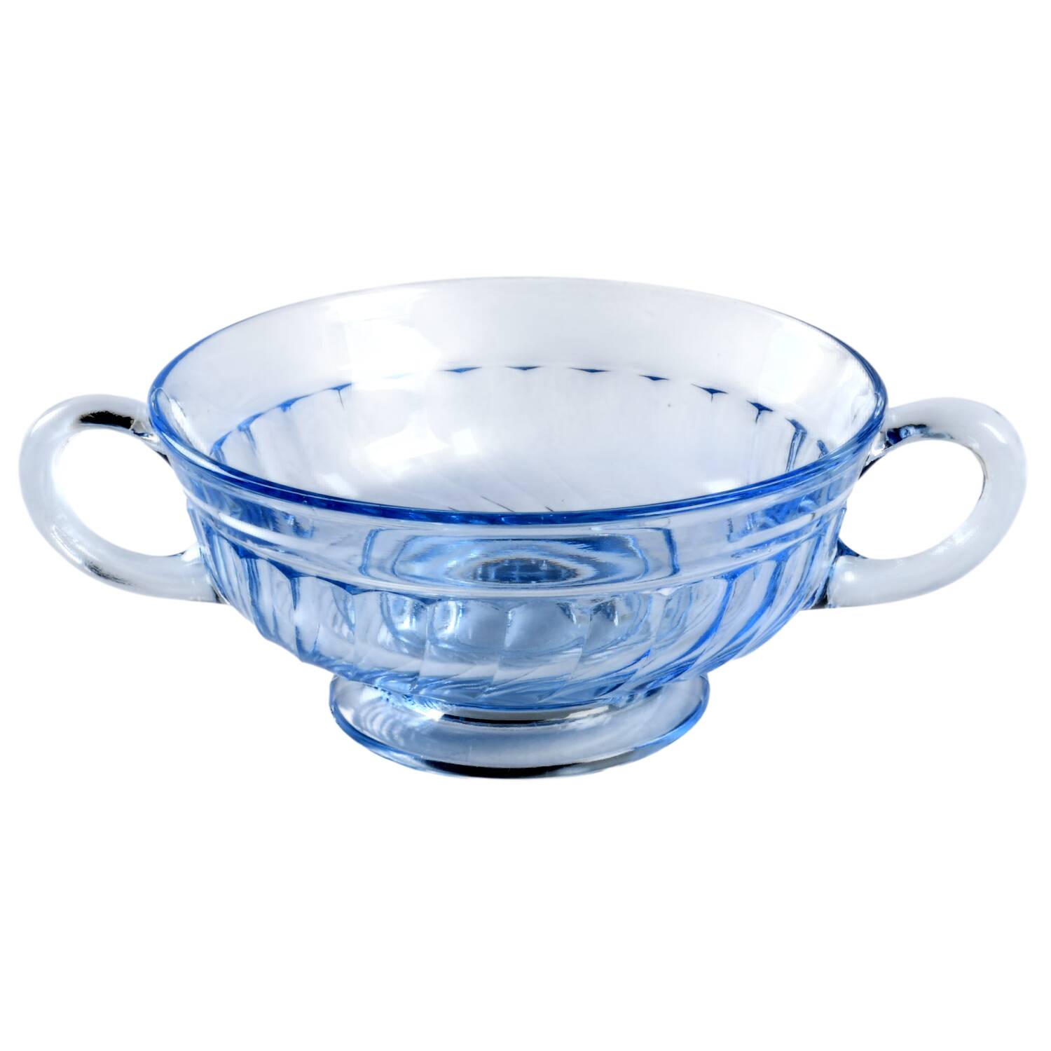 Spiral Flutes Blue Cream Soup Bowl Only by Duncan & Miller-1