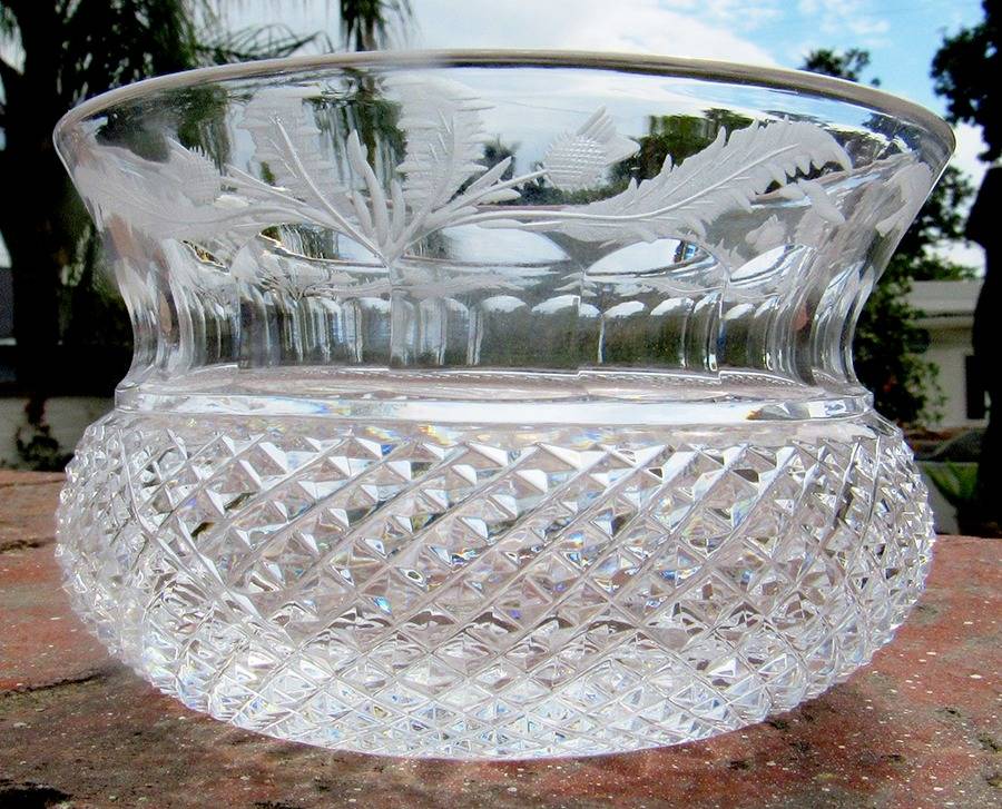 Thistle (Cut) Small Fruit Dessert Bowl by Edinburgh Crystal-1