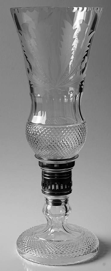 Thistle (Cut) Hurricane Lamp & Globe by Edinburgh Crystal-1