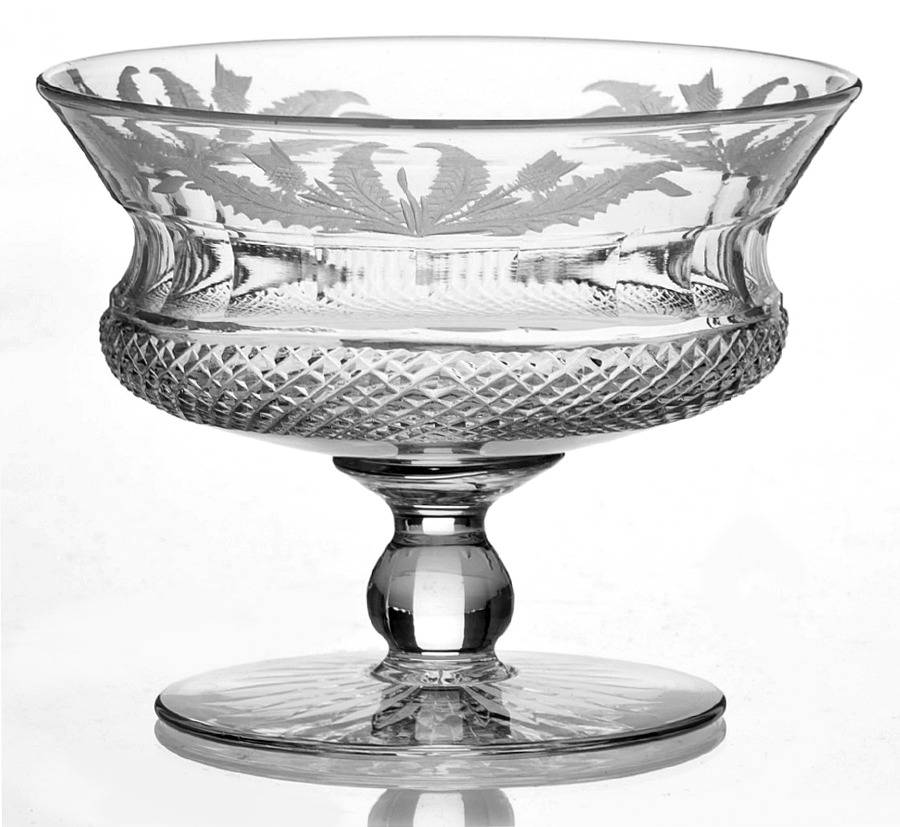 Thistle (Cut) Footed Dessert by Edinburgh Crystal-1