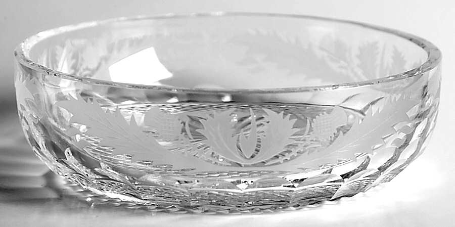 Thistle (Cut) Round Open Butter Dish by Edinburgh Crystal-1