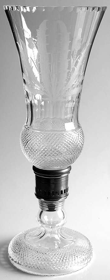 Thistle (Cut) Hurricane Lamp & Globe by Edinburgh Crystal-1