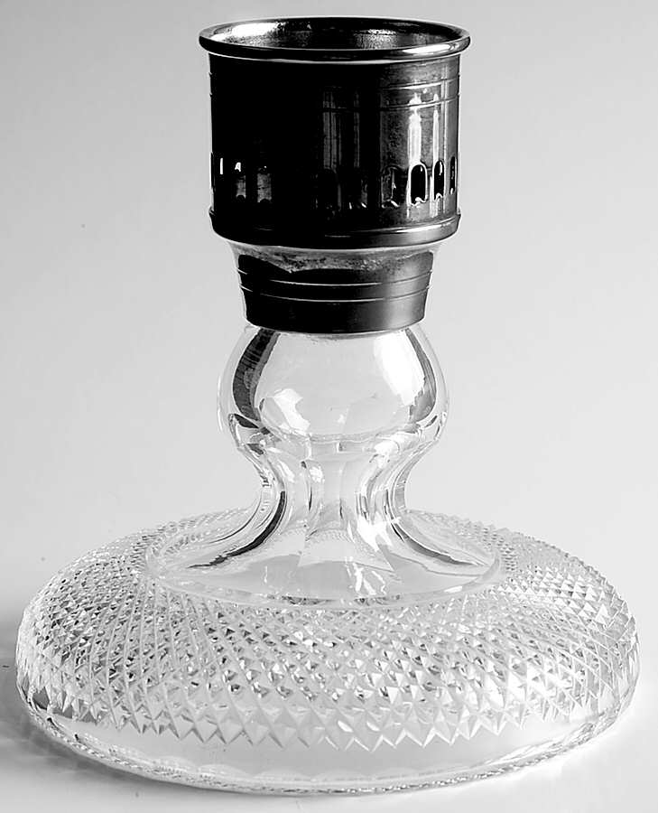 Thistle (Cut) Hurricane Lamp, No Globe by Edinburgh Crystal-1