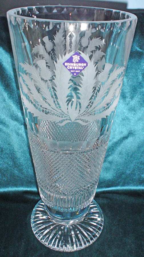 Thistle (Cut) 13" Flower Vase by Edinburgh Crystal-1