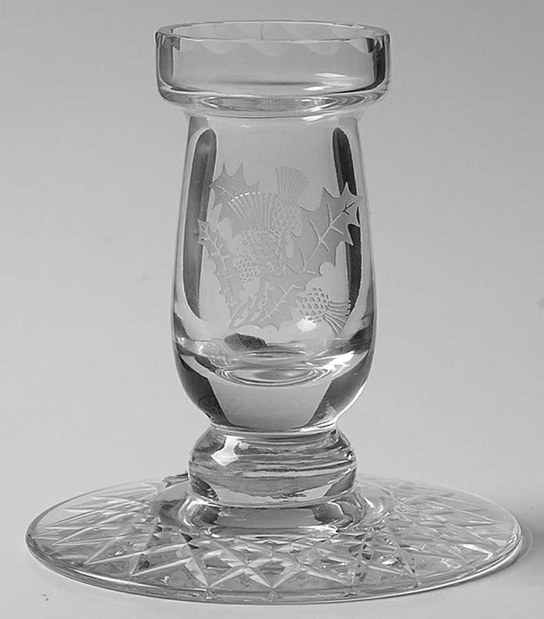 Thistle (Cut) 3" Single Light Candlestick by Edinburgh Crystal-1