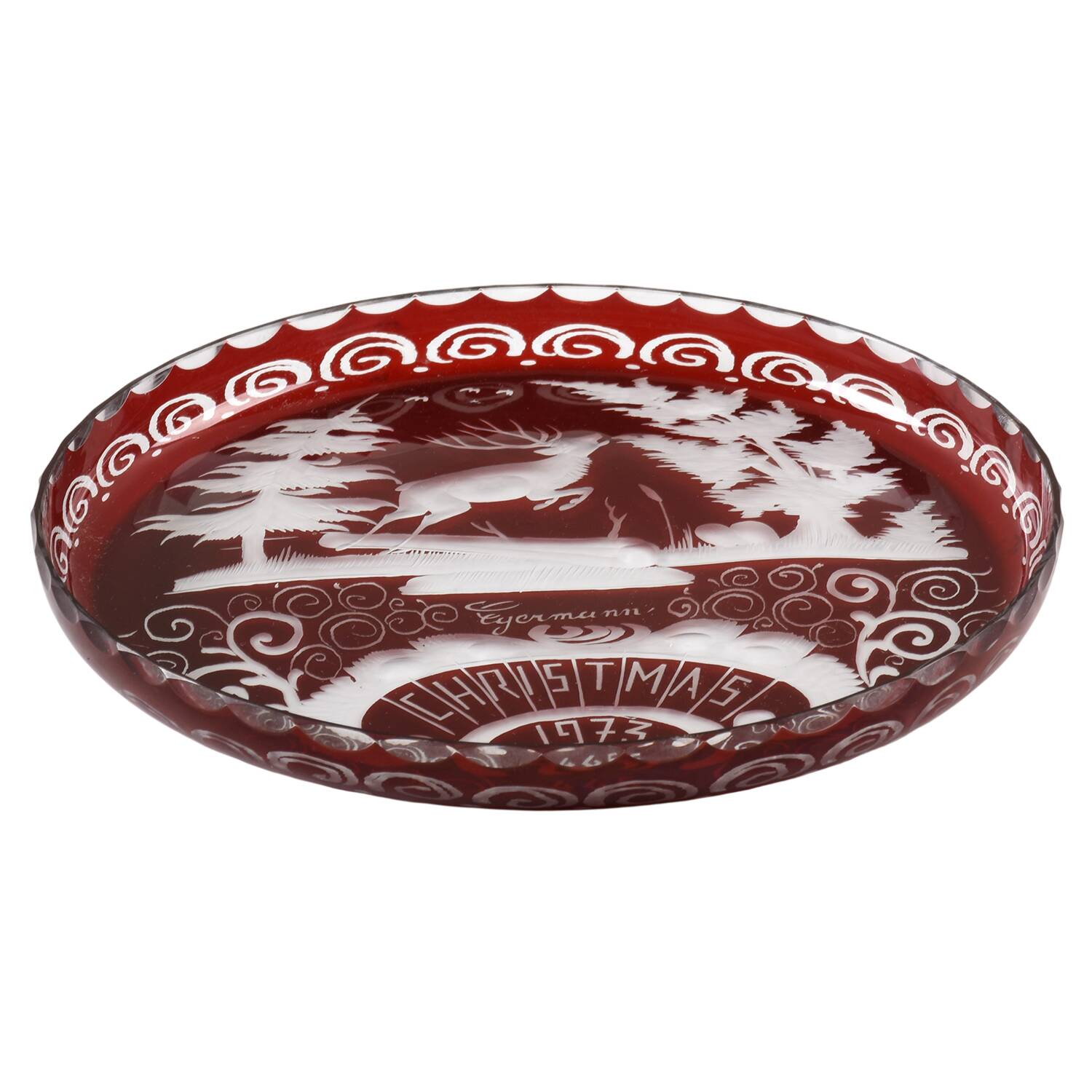 Giftware 1982 Christmas Plate by Egermann Crystal-1