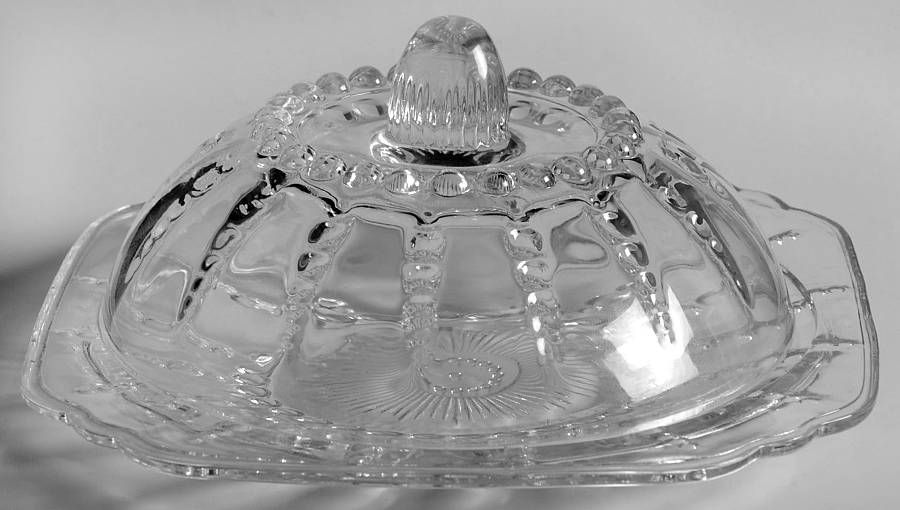 Columbia Clear Round Covered Butter by Federal Glass -1