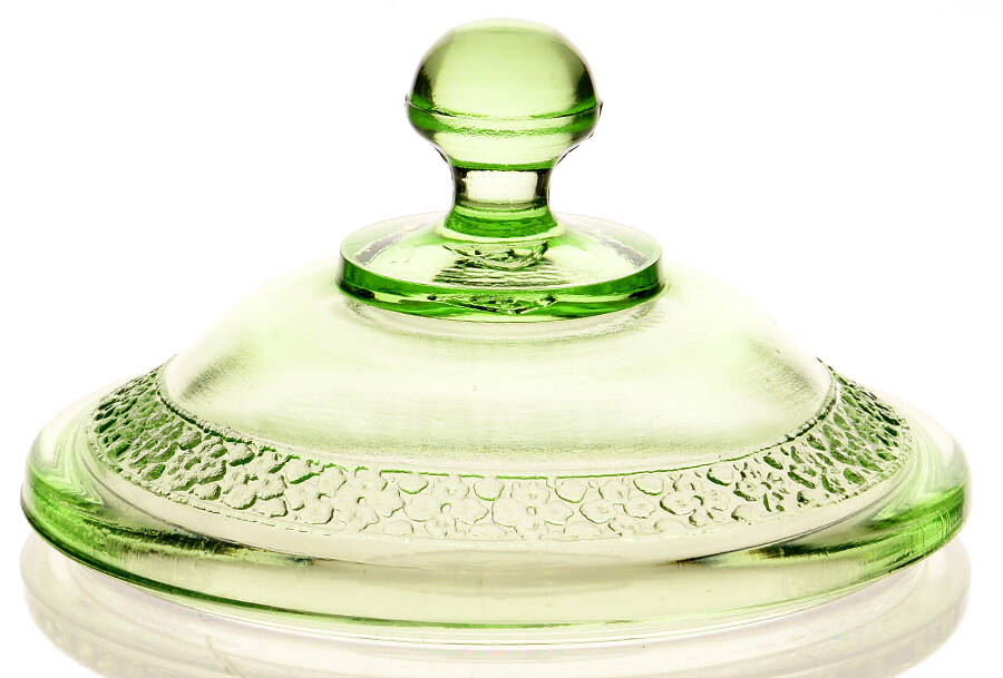 Georgian Green Sugar Bowl Lid by Federal Glass -1
