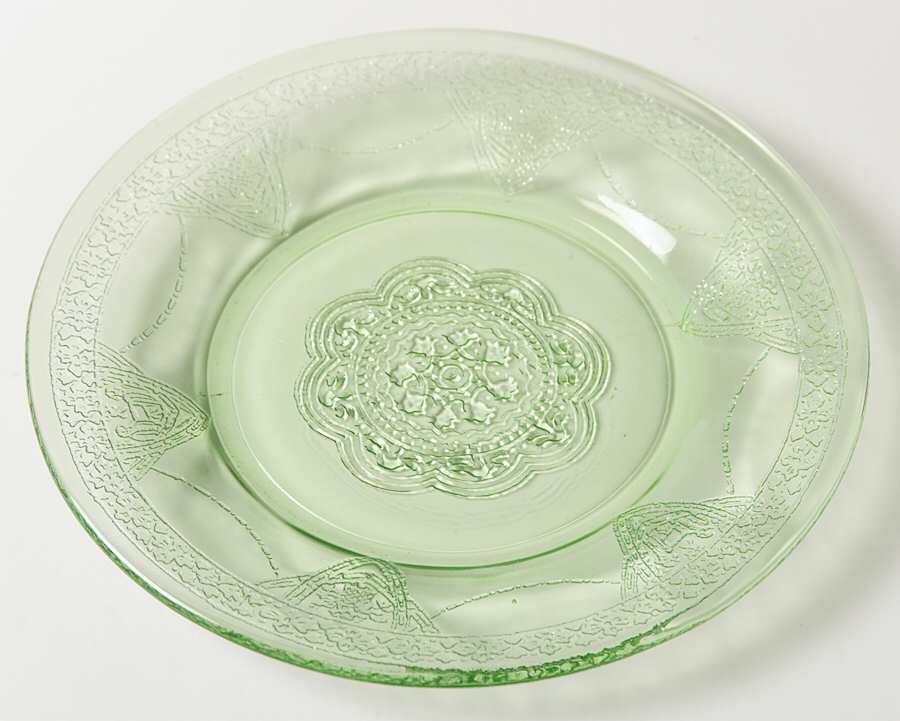 Georgian Green Bread & Butter Plate by Federal Glass -1