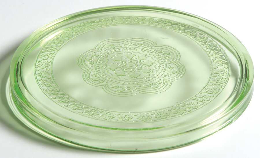 Georgian Green Round Hot Plate by Federal Glass -1