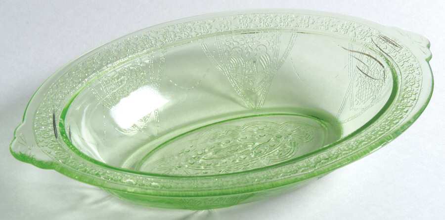 Georgian Green Oval Vegetable Bowl by Federal Glass -1