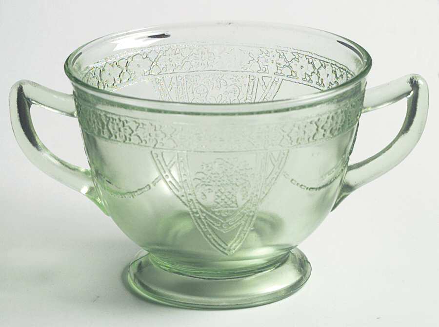 Georgian Green Sugar-Open by Federal Glass -1