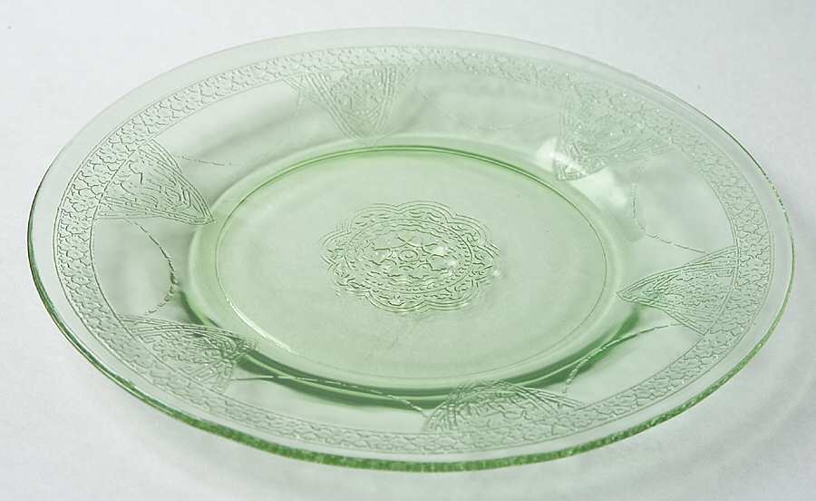 Georgian Green Luncheon Plate by Federal Glass -1