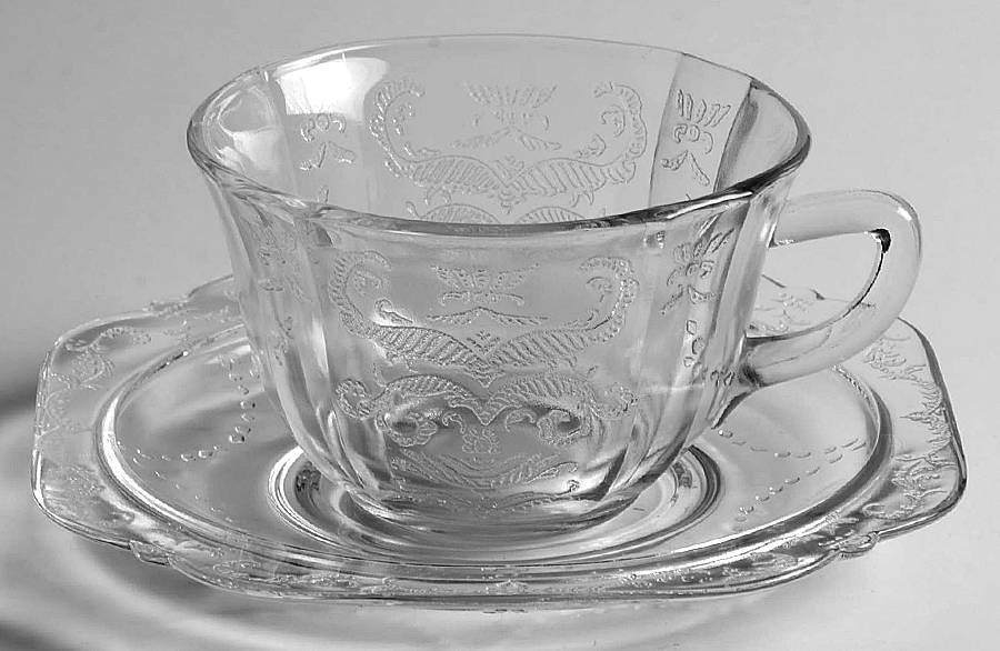 Madrid Clear Cup & Saucer Set by Federal Glass -1