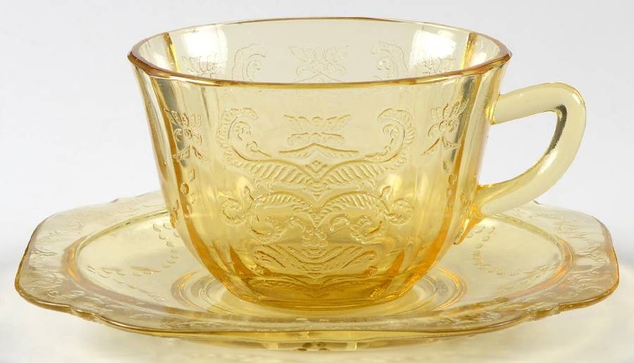 Madrid Amber Cup & Saucer Set by Federal Glass -1