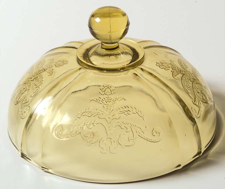 Madrid Amber Lid for Round Butter by Federal Glass -1