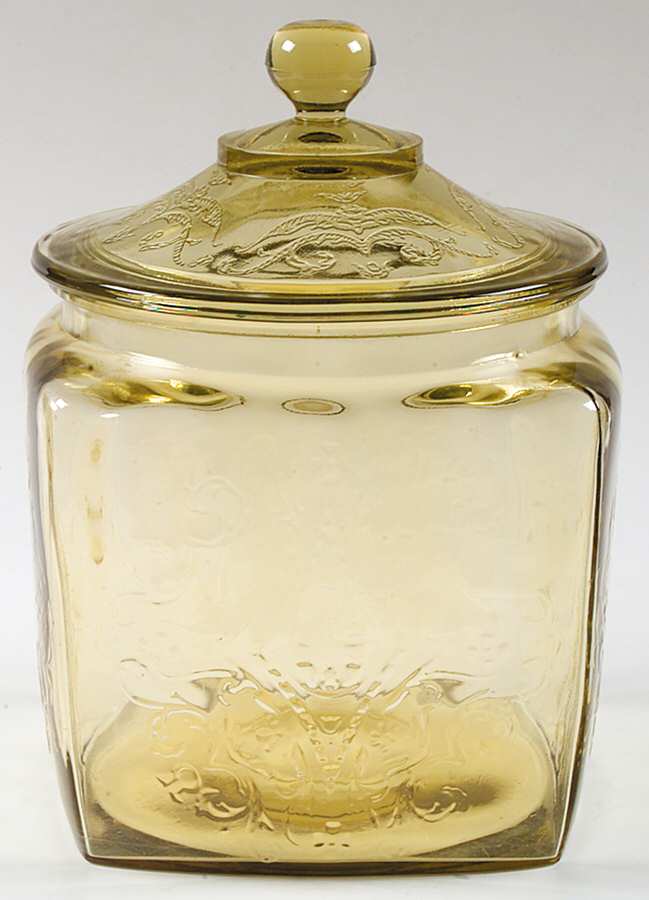 Madrid Amber Cookie Jar & Lid by Federal Glass -1
